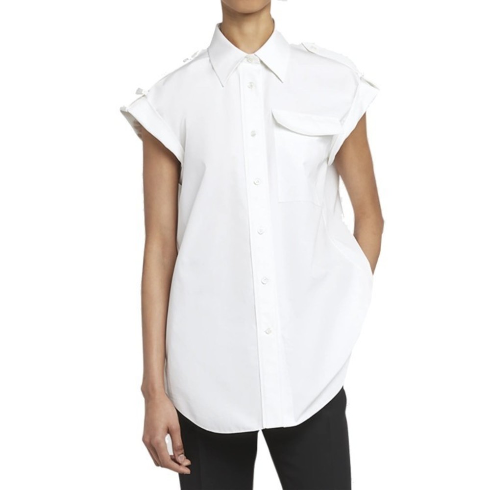 Alexander Mcqueen Sleeveless Cotton Shirt With Front Button Closure - NWT - Picture 2 of 3